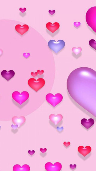 Pink background floating hearts circle 2 - free hearts wallpaper for mobile
