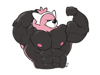 Cartoon character pink black body - strong free wallpaper