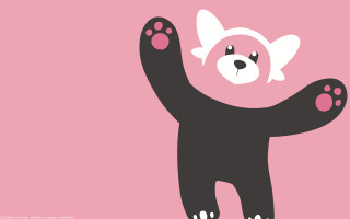 Black bear pink paws minimalist - a black bear free wallpaper