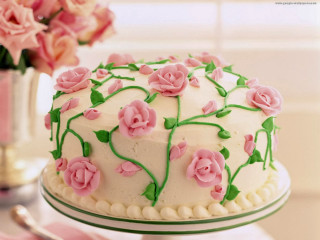 Cake pink flowers table vase - a vase of flowers free wallpaper
