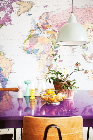 Table fruit bowl map lamp - iridescent accent free wallpaper