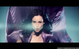 Woman purple dress light shining - her face and hair free wallpaper