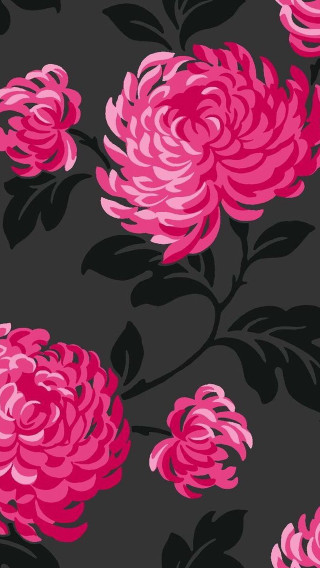 Black pink flower pattern leaves - leaf free wallpaper for mobile