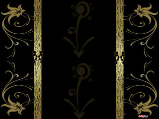 Black gold striped floral artnouveau - a gold stripe free wallpaper