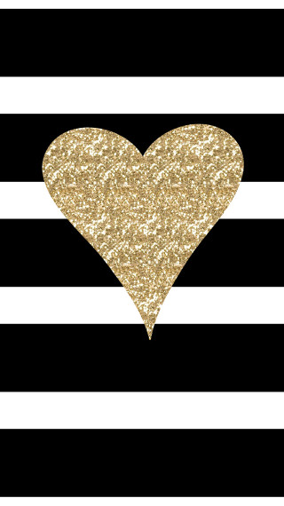 Gold heart black white striped - enguerrand quarton free wallpaper for mobile