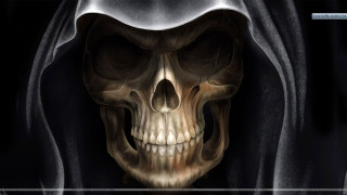 Computer skull hooded image screen - free 3d render wallpaper