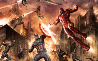 Avengers city scene fire smoke - a red suit free wallpaper