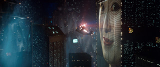 Futuristic city night flying person - blade runner free wallpaper