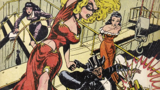 Woman red dress boat comic - western comic book art free wallpaper for desktop