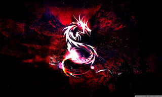 Dark dragon red black white - a white dragon free wallpaper