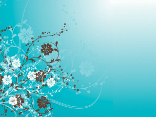 Blue background flowers leaves side - claire dalby free wallpaper for desktop