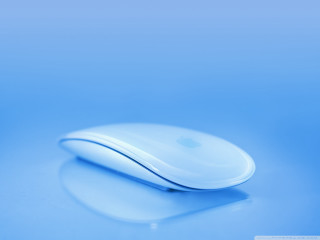 White mouse blue surface reflection - a blue surface free wallpaper for desktop
