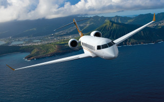 Small white plane flying water - luxury free wallpaper