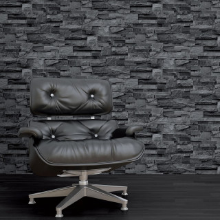 Black leather chair brick wall - underneath free wallpaper