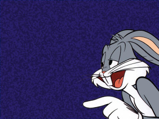 Cartoon rabbit mouth open tongue - a blue border free wallpaper