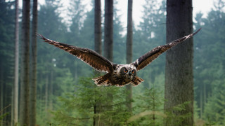 Large owl flying forest tall - a large owl free wallpaper