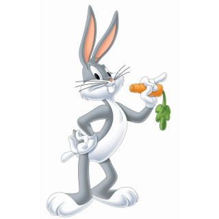 Cartoon rabbit holding carrot green - its hand free wallpaper for tablet