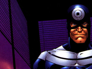 Man black white costume purple - mask free wallpaper