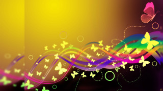 Colorful background butterflies swirls yellow - vivid color free wallpaper