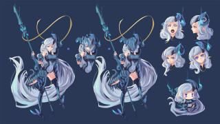Whitehair blueeyes sword staff chibi - epsylon point free wallpaper for desktop
