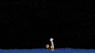 Cartoon cat person snow night - bill watterson free wallpaper