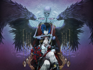 Anime couple throne wings skull - a throne free wallpaper