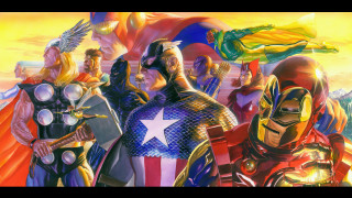 Superheroes captain america group painting - alex ross free wallpaper for desktop