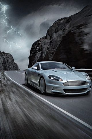 Silver car cloudy sky lightning - free cars wallpaper for mobile