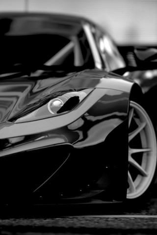 Black white sports car motion - f 8 aperture free wallpaper for mobile