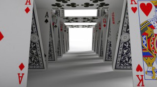 Hallway playing cards clock door - another room free wallpaper
