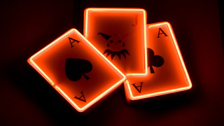 Neon playing cards skull jack - shock art free wallpaper