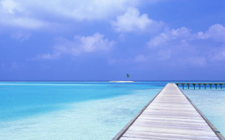 Pier ocean island horizon bird - a small island in the distance free wallpaper for desktop