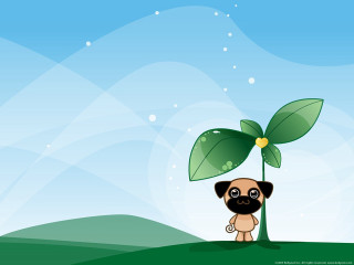 Small dog tree leaf heart - its chest free wallpaper