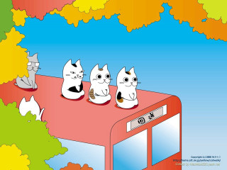 Cats bus tree sky clouds - a group of cats free wallpaper