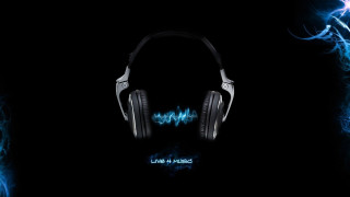 Headphones blue light black background 2 - pattern free wallpaper