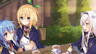 Anime girls coffee table cookies - official art free wallpaper for desktop