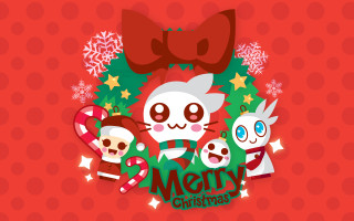 Merry christmas card cat rabbits - ayo free wallpaper
