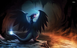 Dragon glowing tail wings rock - tail free wallpaper