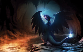 Dragon glowing mouth wings cave - adam rex free wallpaper