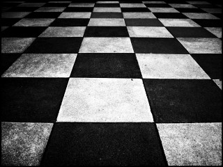 Black white checkered floor pattern - monochrome free wallpaper for desktop