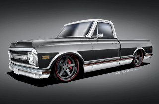 Black white truck red rims - truck free wallpaper