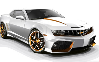 White car orange stripes hood 2 - hood hood free wallpaper