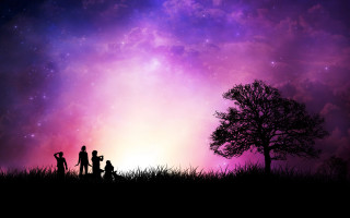 Family tree purple sky stars - a family free wallpaper