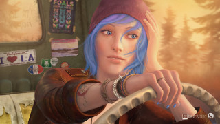 Woman blue hair beanie steering - a video game free wallpaper