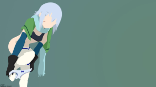Woman green shirt bending bluehair - white pants free wallpaper