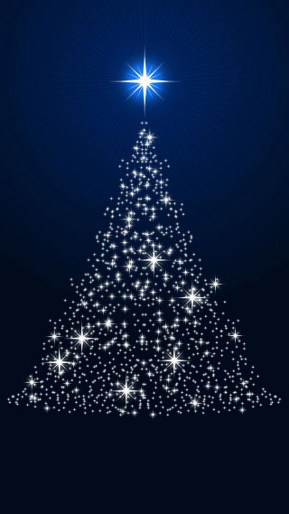 Christmas tree star blue background - free christmas wallpaper for mobile