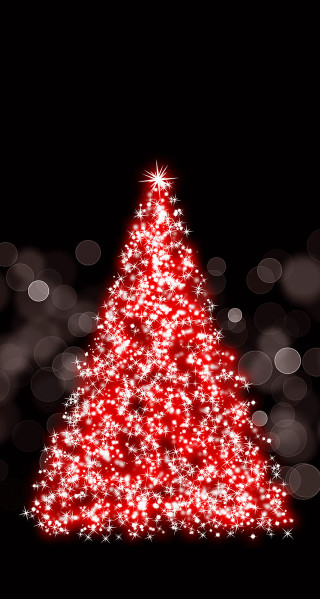 Red christmas tree white lights - white circle free wallpaper