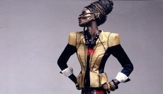 Woman costume weird hat gloves - bold shape free wallpaper