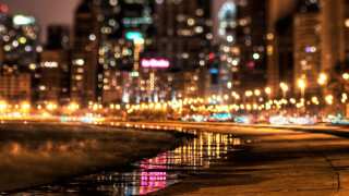 City street night lights water - a city street free wallpaper for desktop