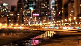 City street night lights water 2 - a city street free wallpaper for desktop